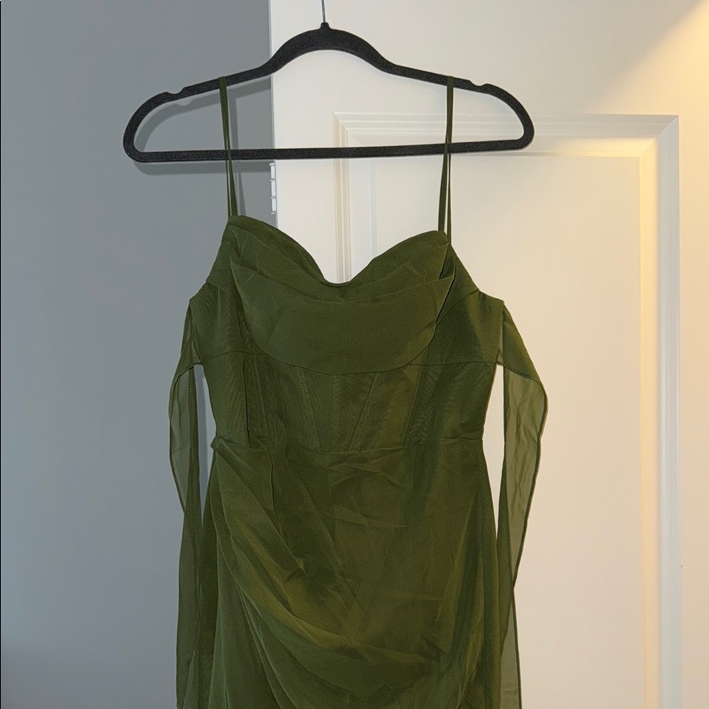 Azazie Olive Green Maxi Dress